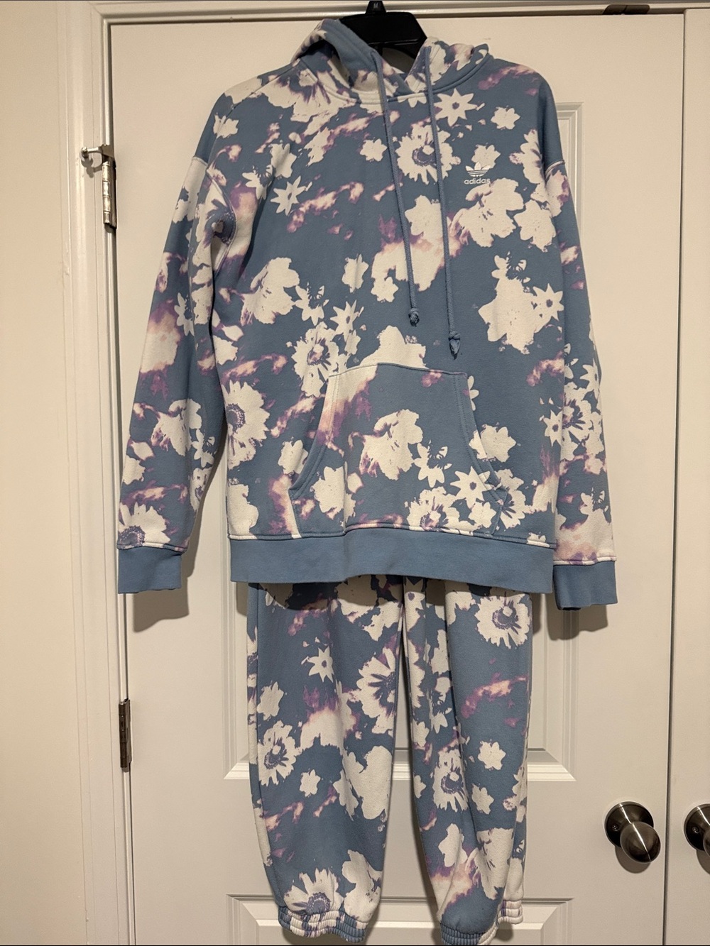 adidas Light Blue & White Floral Hoodie and Jogger Set